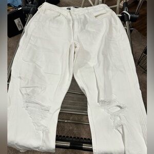 Hollister Ultra High Mom Jeans- white distressed jeans size 30R or 11R